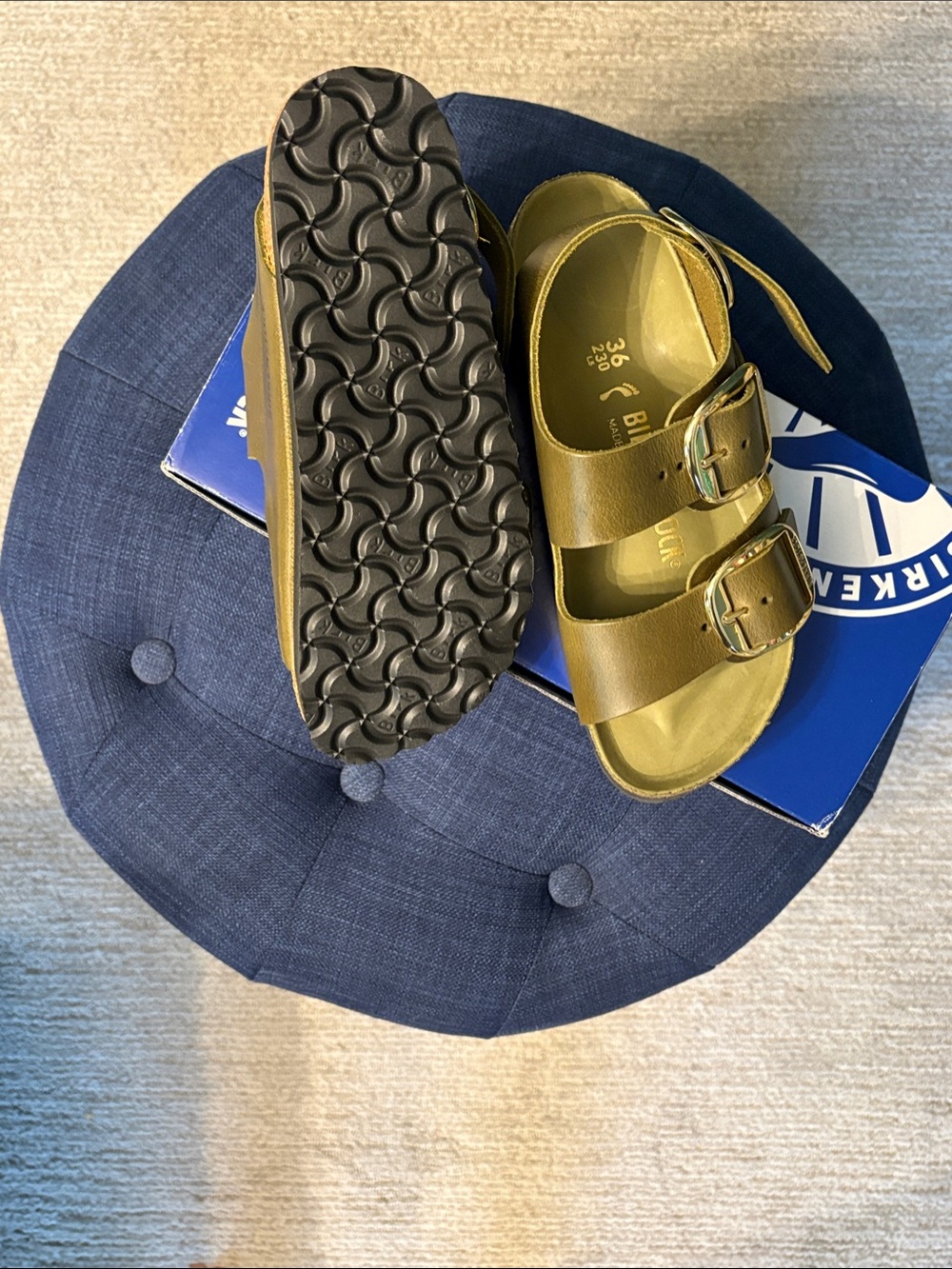 Birkenstock Arizona Sandals in Olive with Black Soles